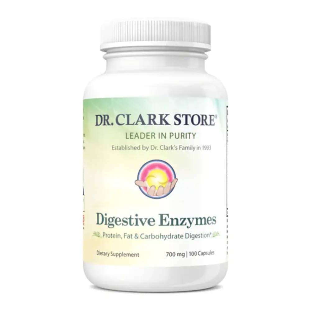 クラーク消化酵素サプリメント - 700mg、100ゼラチンカプセル、健康な消化と栄養素吸収をサポート