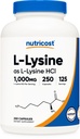 Nutricost L-Lysine 1000mg、250カプセル - 帽子ごとの500mg、グルテンフリー、非GMO
