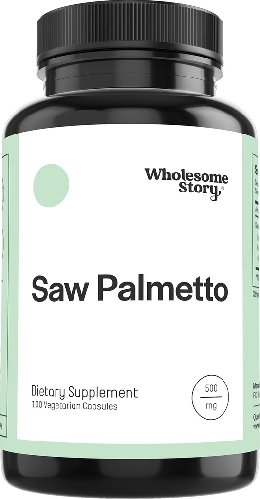 Wholesome Story Saw Palmetto for Women | Saw Palmetto Extract & Powder Blend | Support Hair, Skin, and Nail Health | Hormonal Balance | 500mg Capsules | 100 Day Supply