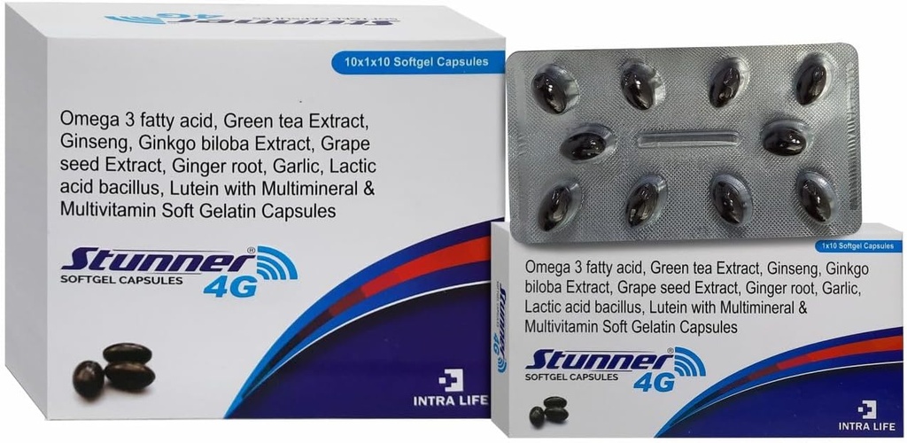 STUNNER-4GのSOFTGEL CAPSのinsengのエキスの粉42.5mg +小麦Germオイル25mg +シトラスBioflavonoids 20mg +ブドウの種のエキス15mg +自然な混合されたCarotenoids (10%の分散)11.33mg +緑の茶エキス