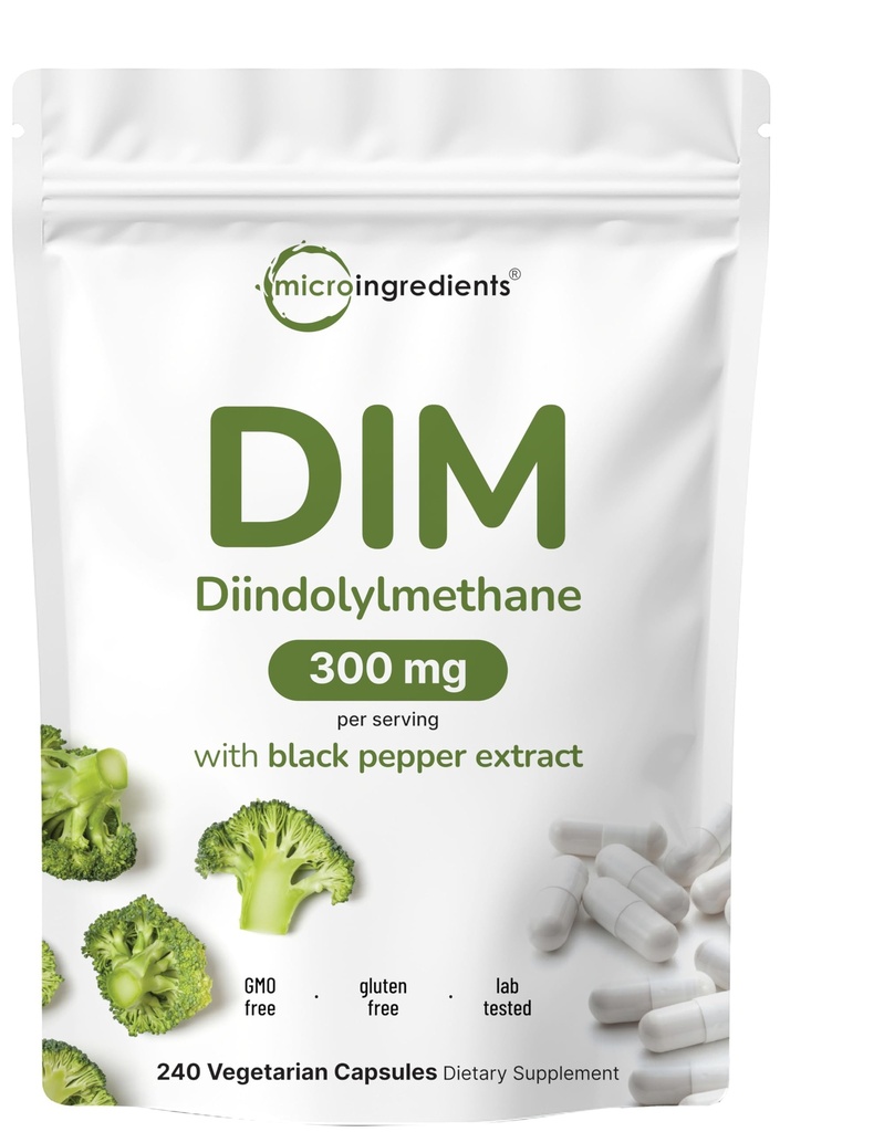 DIMの活動的な補足、DIM 300mgの240のベジギー カプセル(8か月の供給)、1つの方式の2、エストロゲンのMetabolismのよりよい吸収のための黒いペッパーが付いている優れたDIMプラスのBroccoliのエキスの補足の2