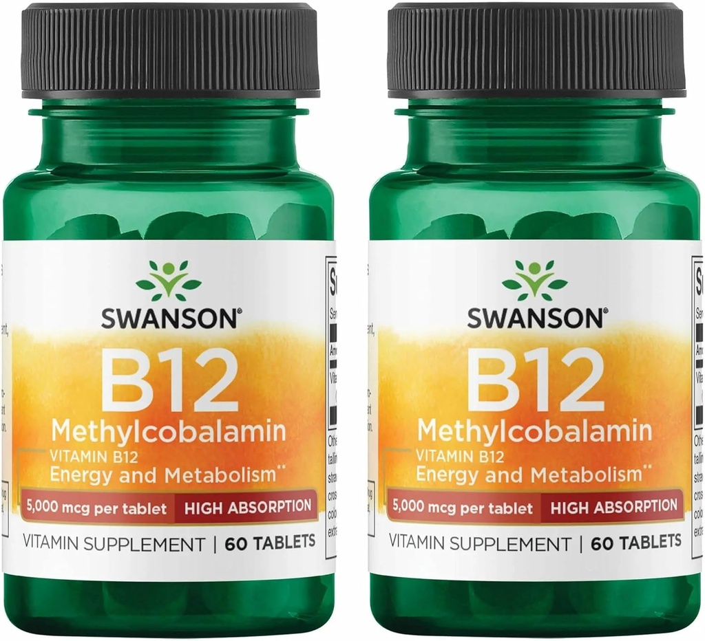 SwansonのビタミンB-12のMethylcobalaminの高い吸収5000のmcg 60タブ(2のパック)