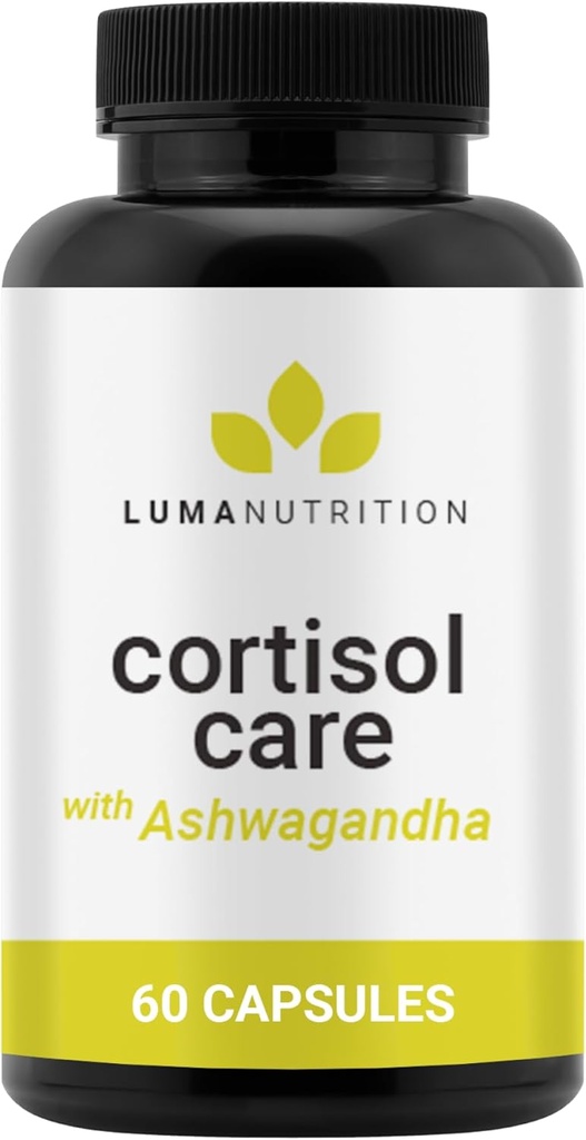 Luma Nutrition Cortisol Reducer and Manager - Ashwagandha + L-Theanine - Cortisol Supplements for Women and Men - Stress Relief, Restful Sleep, Detox, Lower and Control - 60 Capsules