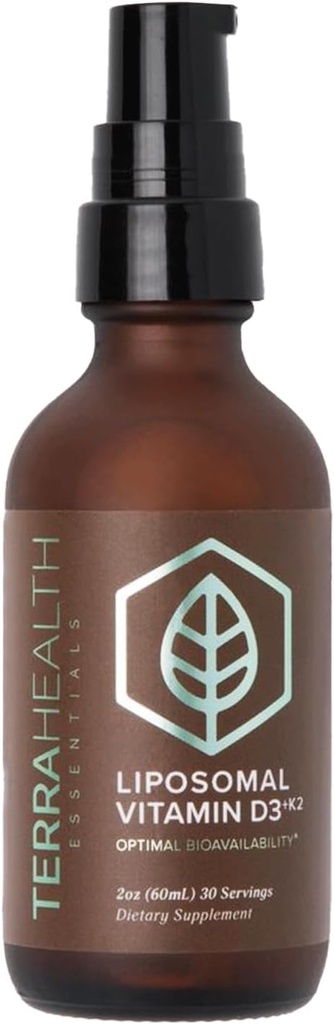 テラヘルスエッセンシャル - リポソマルビタミンD3 + K2 | 骨の健康とカルシウムの吸収(1ボトル、30日の供給)