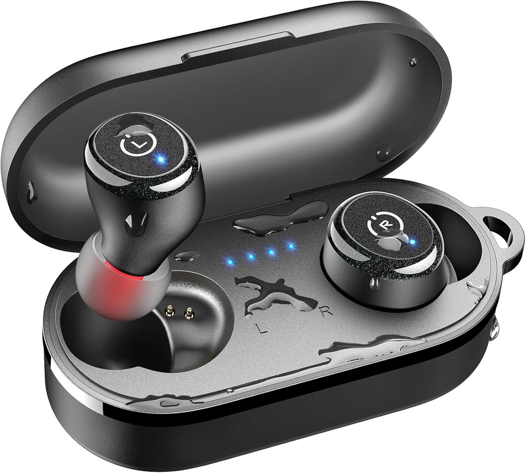 TOZO T10ワイヤレスイヤホンBluetooth 5.3 ヘッドホン、AppはEQ、人間工学的の設計、55Hの再生時間、無線充満場合、IPX8の防水健全な内部後部ヘッドホーン、2025の新しい版をカスタマイズします