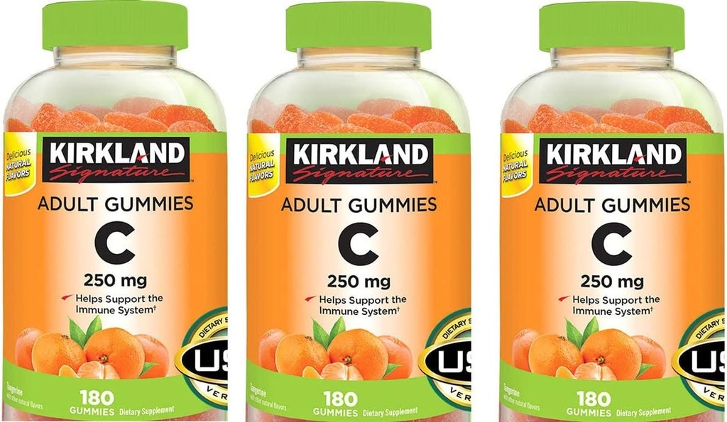 キルクランドシグネチャービタミンC大人のグミー250mg、180カウント(パッケージ3)