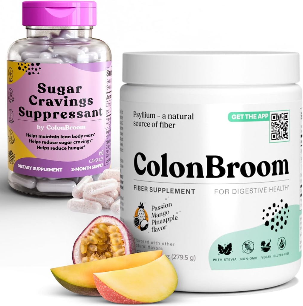 コロンブルーム ピルリウム ヒュースク パウダー シュガー クルージング 抑制剤 - クロム ピコリント 200mcg、2 項目 - コロン クレンザー 繊維の補足 (50 のサービング) + シュガー クレイビング 抑制剤 (60 のサービング)