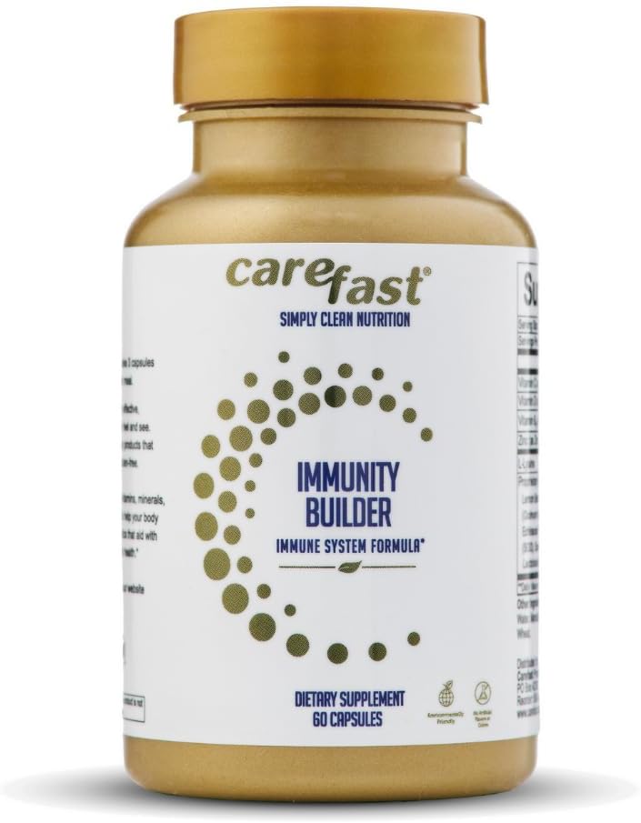 Immunity Builder Supplements - 60 Natural Vegan Capsules - Vitamins C, B6, D, Elderberry Extract & Zinc - Immune System Support Booster for Men, Women, Seniors