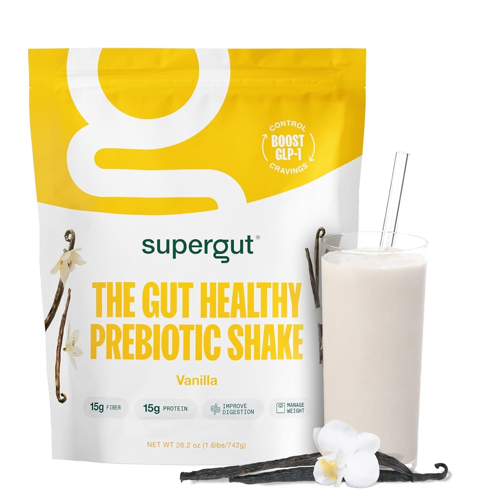 Supergut Prebiotic Shakes | 食事の交換 | Boost GLP-1 | 高たんぱく質 | 砂糖 | ケト食品・食・スナック(バニラ・14食)