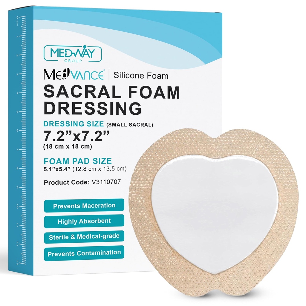MedVance TMのシリコーン-Borderedのシリコーンの付着力の泡のドレッシングのSacralのサイズ7" x 7" 5つのドレッシングの箱