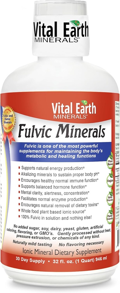 胎児の地球の鉱物のFulvicの鉱物の液体– 70+のトレースの鉱物、エネルギー及びVitality、32 Oz + 1 OzのコップのためのElectrolytesが付いているFulvicの酸の補足