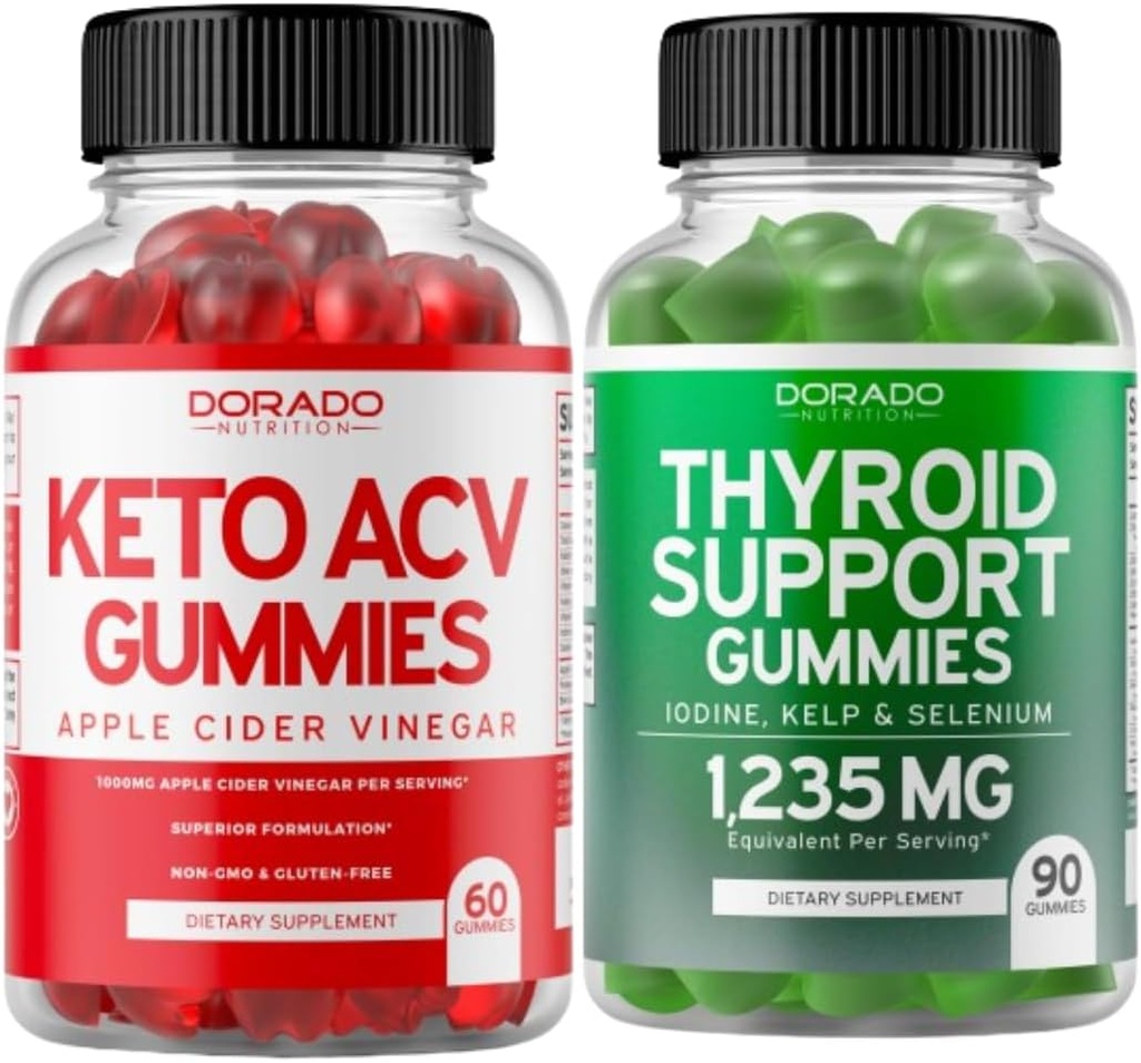 Keto ACV Gummies (60 カウント) アドバンスト・ウェイト・ロス・フォーミュラと甲状腺サポート (90 カウント) アシュワガンダとのサポート・サプリメント, ヨウ素, 膀胱炎, ケルプ&シサンドラ - 非GMO, ビーガン&米国製