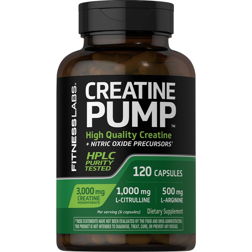 フィットネスラボ クレアチンカプセル | 120 カウント | 3000mg | ドイツ クレアチン モノハイド | クレア | ポンプサプリメント | プラス ニトリオキサイド プレカーサ | 高性能液体クロマトグラフィー | ノンGMO