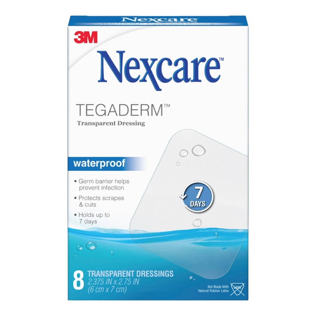Nexcare Tegadermの防水透明なドレッシング、Dirtproof、Germproofはマイナー・バーン、スクレープ、切口、まめおよび摩耗、2.13 x 2.75、8の計算に保護を提供します