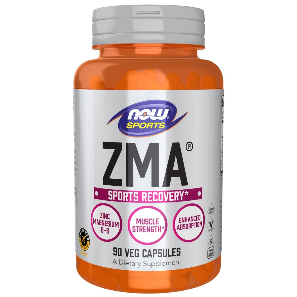 NOWの食糧スポーツの栄養物、ZMA (亜鉛、マグネシウムおよびビタミンB-6)、高められた吸収、スポーツの回復*、90カプセル