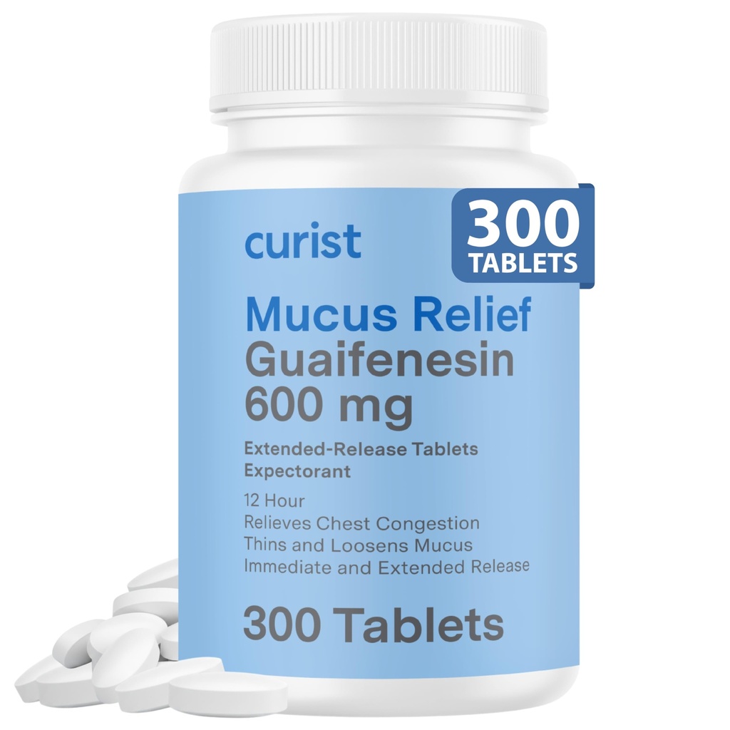 Curist Guaifenesin 600 mgの延長解放のタブレット(300の染料なしのタブレット) - Expectorant Mucusの救助、一般的なGuaifenesin 600のmg、(バルク パック)