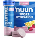 Nuunのスポーツはマグネシウム、カルシウム、カリウム、塩化物及びナトリウム、グルテンフリー及びビーガン、いちごLemonade、4つのパック(40のサービング合計)が付いている電解質タブレットを錠剤にします