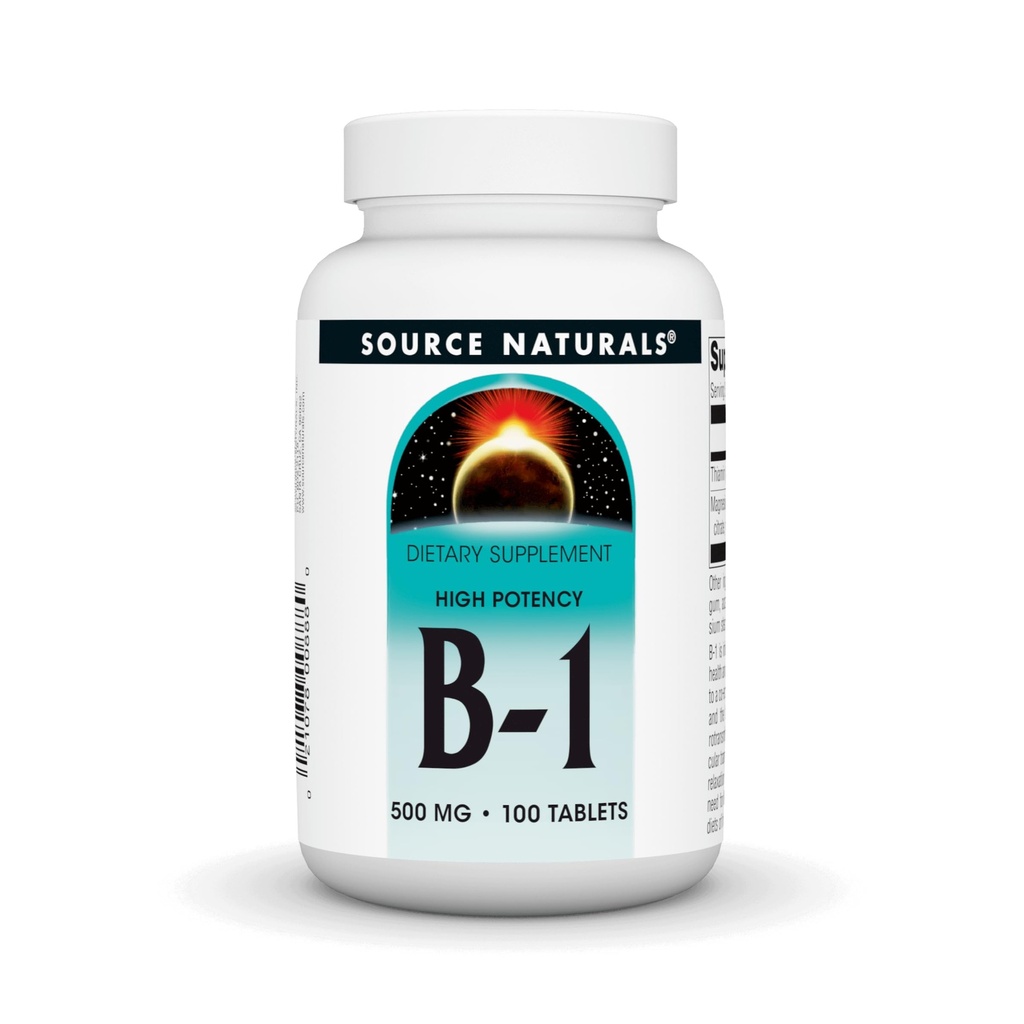 源のNaturalsのビタミンB-1 Thiamin 500mgの高い効力、100%の純粋- 100のタブレット