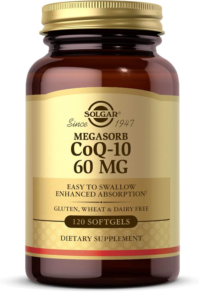 Solgar Megasorb CoQ-10 60 mg、120 Softgels - 心臓と脳の健康をサポート - Coenzyme Q10サプリメント - 吸収性を高め、簡単にスワロー - グルテンフリー、乳製品無料 - 120 サービング
