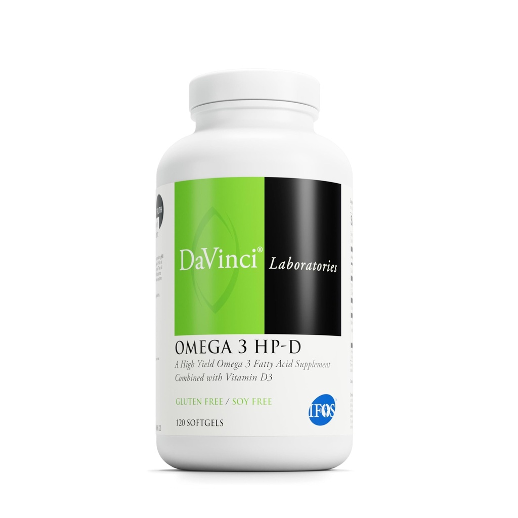 DAVINCI Labs Omega 3 HP-D - 健康な関節と免疫、心血管および皮膚の健康サポートのための栄養補助食品 - ビタミンD3とより多くのグルテンフリー - レモン味 - 120 Softgels