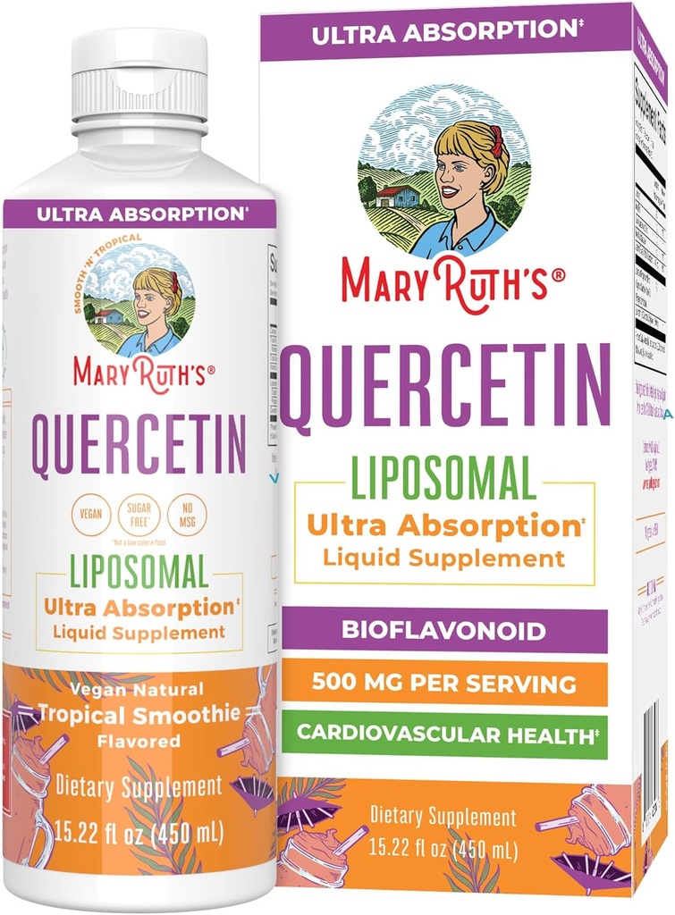 MaryRuth Organic Quercetin | 砂糖フリー | 液体ケルセチン500mg アダルト向け免疫サポート | 炎症サプリメント | 免疫防衛 | 細胞の健康 | 完全菜食主義者 | 完全菜食主義者 | グルテンフリー | 15.22 Fl Oz