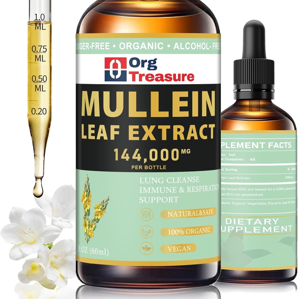 ルンのためのムレインドロップ - 有機ムレインリーフエキス - ルンクレンジング&デトックス、呼吸器および免疫サポート、天然ハーブサプリメント、液体、チンキ、茶、2FL OZ