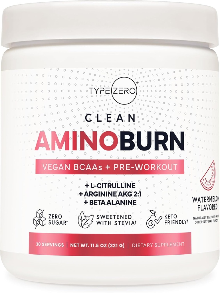 タイプ ゼロ AminoBurn (味付けされたスイカ) - ビーガン アミノ酸 BCAA 飲み物の砂糖なしのエネルギー飲み物の粉及びアミノ酸の補足 - 自然エネルギー