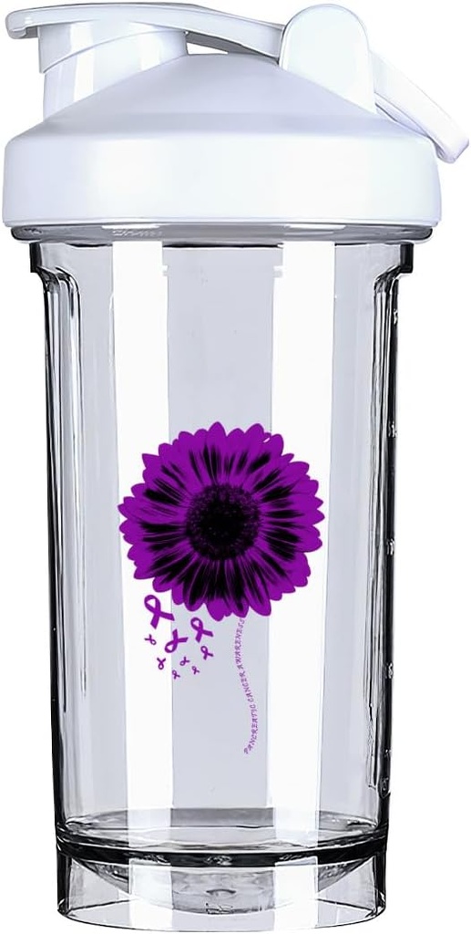 膵がんの意識 18 オンスシェーカーボトル ドリンクミキサー 漏れ防止プリワークアウトプロテインシェイク 食事代替シェイクボトル 500ML/18 Oz White&-1