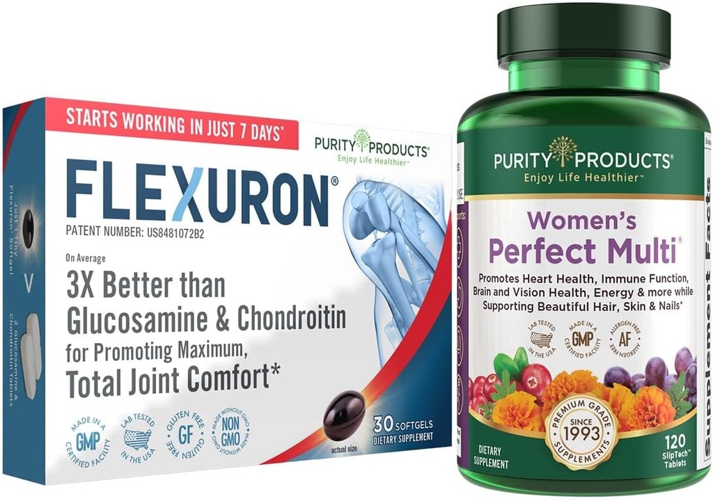 純度プロダクト 束-女性の完全な多+ Flexuronの接合箇所の方式 女性のMultivitamin (サポート 尿路面電車の健康、免疫、骨+多く) - Flexuron (Krillオイル、Hyaluronic酸+多く)