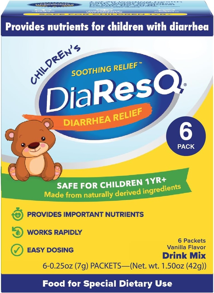 DiaResQ Diarrhea及び子供(1+年の)のための免疫サポート コロスタル ドリンクの組合せは、6の清算のパックを、助けます正常な腸機能、抗生物質及び薬剤なし、グルテンフリー、バニラの味を貯えます