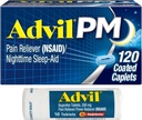 Advil PM Pain Reliever and Nighttime Sleep Aid, Ibuprofen for Pain Relief and Diphenhydramine Citrate for a Sleep Aid - 120 Coated Caplets and Pain Reliever and Fever Reducer, 10 Count Tablets