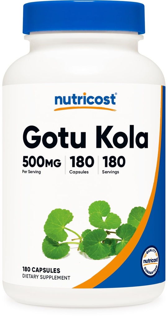 Nutricost Gotu Kola 500 MG、180カプセル - ベジタリアンカプセル、グルテンフリー、非GMO