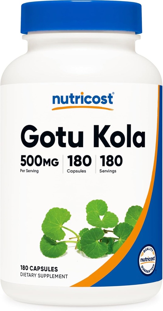 Nutricost Gotu Kola 500 MG、180カプセル - ベジタリアンカプセル、グルテンフリー、非GMO