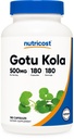 Nutricost Gotu Kola 500 MG、180カプセル - ベジタリアンカプセル、グルテンフリー、非GMO