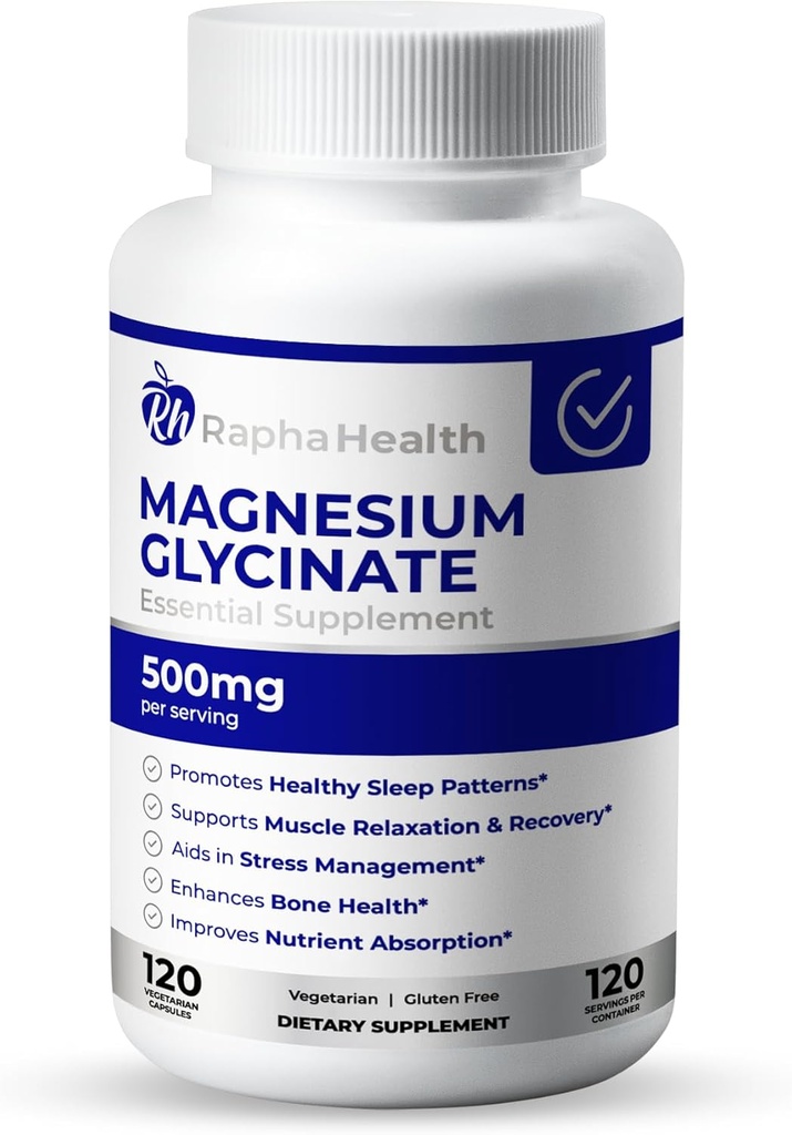 Magnesium GLYCINATE 500mg | High Absorption | 100% Chelated | Supports Bone Health & Muscle Recovery | 120 Capsules - 4 Month Supply