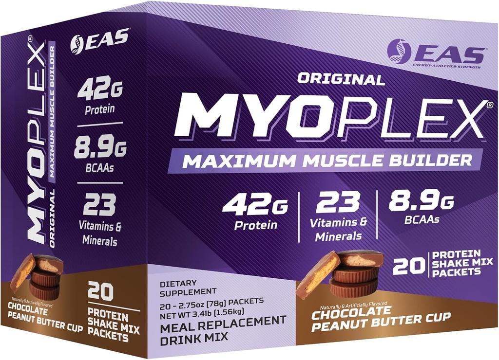 EASオリジナルMyoplexマックスマッスルビルダー、食事代替プロテインミックス | 品質プロテインブレンド | 42gプロテイン、20個パック(チョコレートピーナッツバターカップ)