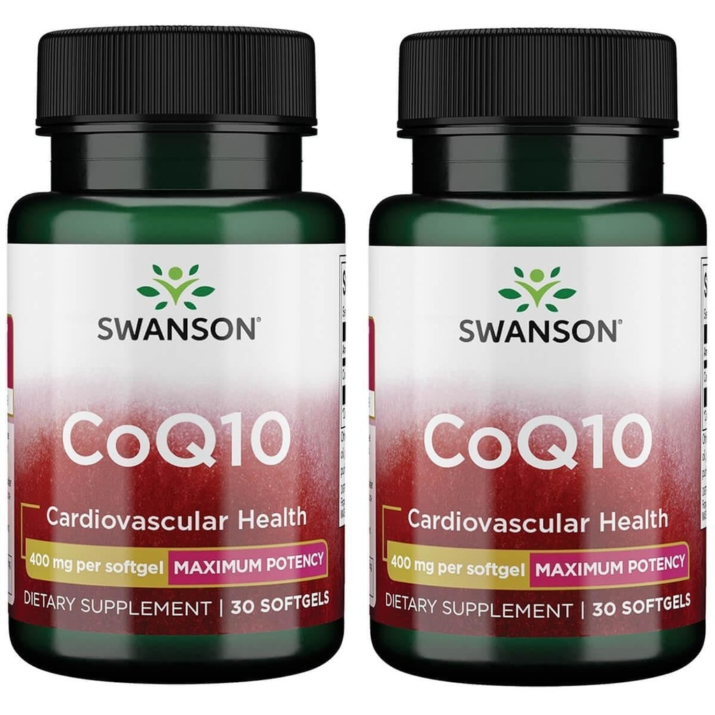 Swanson CoQ10 - 心臓の健康、エネルギー サポート、およびエイドの全体的な心臓血管系の健康を促進するのに役立ちます - Coenzyme Q10の補足(30 Softgels、400mgそれぞれ)を維持するのに役立ちます(2パック)