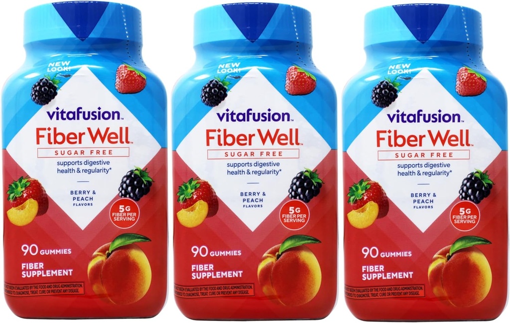 VitaFusion、繊維の井戸のガミー、繊維の補足、分類された味- 90のガミー、3のパック
