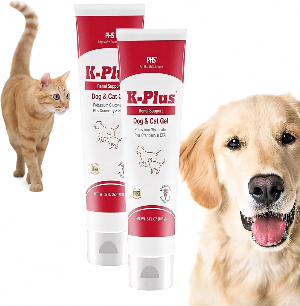 K-Plusカリウムグルコネートレンゲルプラスクランベリーと犬と猫のためのEPA - 獣医認定腎サプリメント - カリウムバランス - (2パック)
