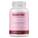 BESTVITE L-アルギニン L-オルニチン 500-250 (120 ベジタリアン カプセル) - なし 充填剤 - 完全菜食主義者の - ビーガン - 非GMO - グルテンフリー - カルシウム ケイ酸塩なし