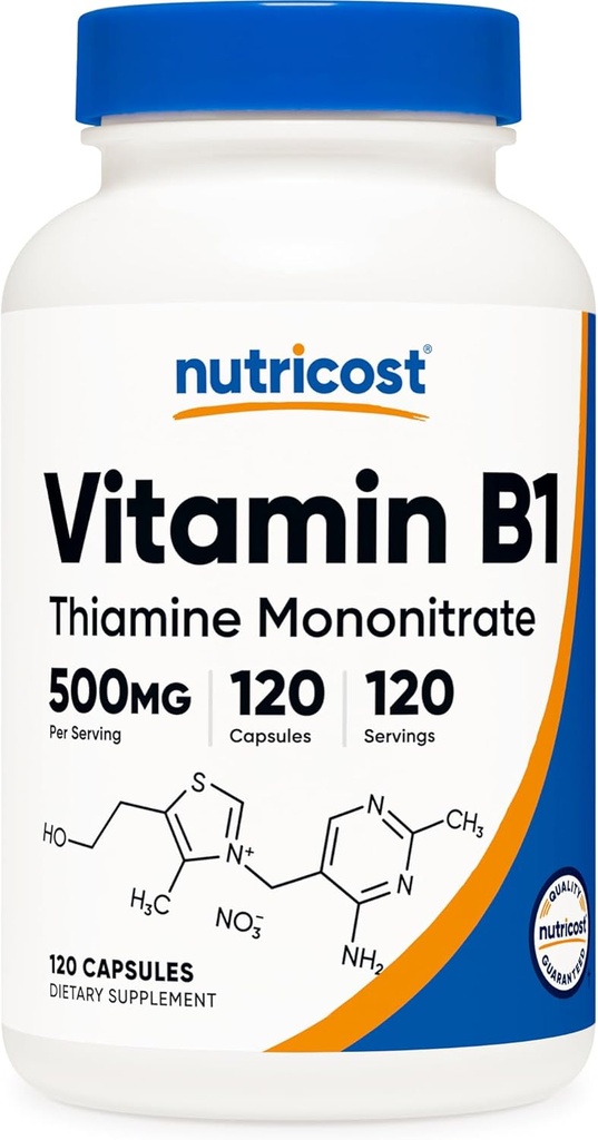 Nutricost Vitamin B1 (Thiamine) 500mg, 120 Capsules