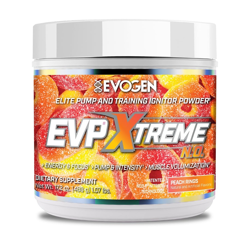 Evogen EVP Xtreme NO - 男性と女性のためのプレワークアウトパウダー | ベータアランナイン、クレアチン、エネルギー&ポンプのためのカフェインと砂糖無料プレワークアウト | ピーチリング | 40 サービング