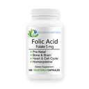 葉酸 Folate 5mg (B9) 胎児, 生殖健康, Homocysteine, Metabolism, 心血管, 骨, 免疫サポート, アレルゲンフリー, 非GMO - 100 ビーガンカプセル
