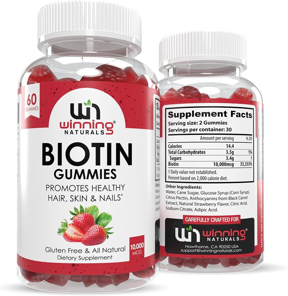 高度のBiotinのグミ - 毛、皮及び釘サポートのための自然ないちごの味