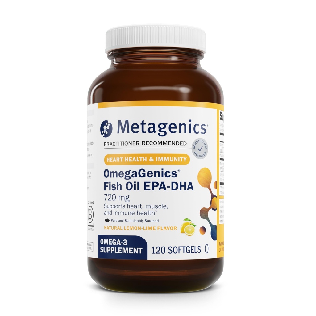 メタジェニックスオメガジェニックスフィッシュオイルEPA-DHA 720mg - Omega-3フィッシュオイルサプリメント - 高効力 - 心の健康、筋骨格の健康と免疫システムの健康* - DHA&EPA - 120 Softgels