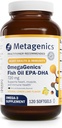 メタジェニックスオメガジェニックスフィッシュオイルEPA-DHA 720mg - Omega-3フィッシュオイルサプリメント - 高効力 - 心の健康、筋骨格の健康と免疫システムの健康* - DHA&EPA - 120 Softgels