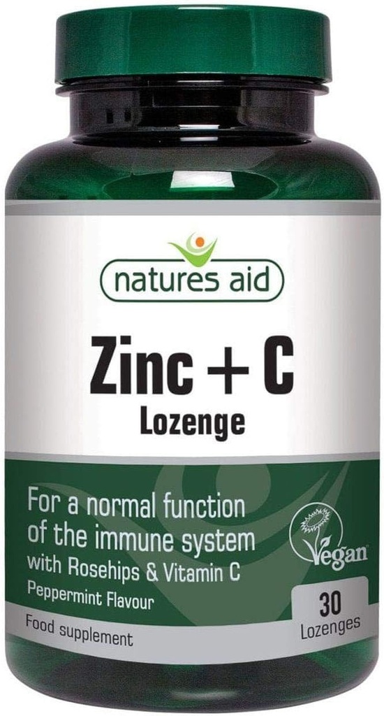 Natures Aid Vegan Zinc Lozenges Peppermint 30 Tablets