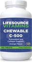 LifeSource Vitamins Vitamin C 500 mg - 100 Chewable Tablets - Amazing Orange Flavor - Sweetened w/Stevia