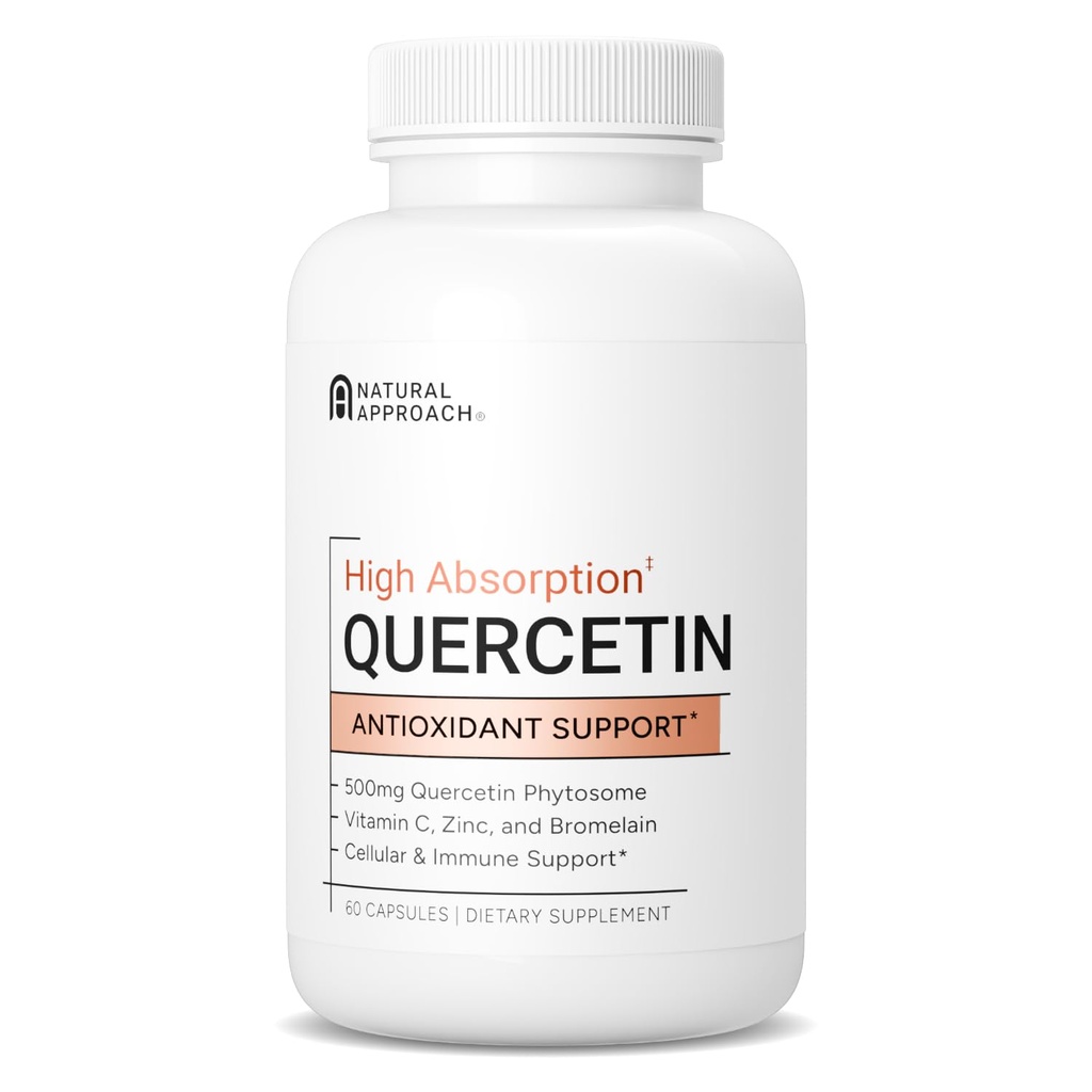 Bromelain、ビタミンCおよび亜鉛が付いている高い吸収のケルセチン- 500mg Quercetin Phytosome - 50xより多くの吸収-サポート免疫機能及び細胞の健康-米国によって製造される補足- 60のカプセル
