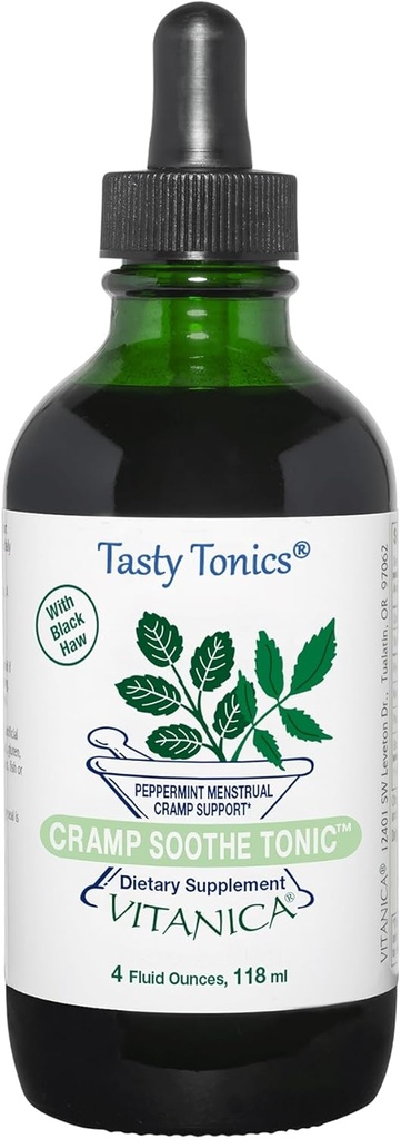 Vitanica Cramp Soothe Tonic、DrフォーミュレートメンストラスチュアルCrampサポート、ブラックホーバーク、バレリアンルート、ジンジャールート、およびGarryaハーブ、アルコールフリー、ビーガン、4 Ounce Proロゴ
